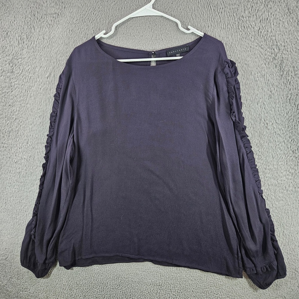 Sanctuary Womens XL Purple Ruffle Sleeve Rayon Blouse